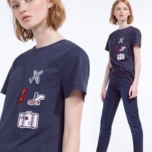 Zara patches tee in navy
